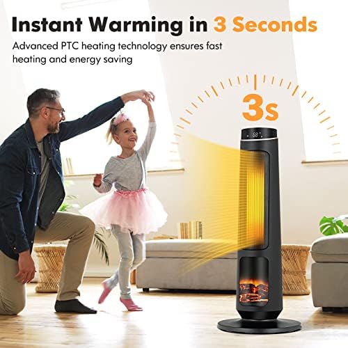 PETSITE 30 Electric Space Heater with 3D Flame and Remote Control