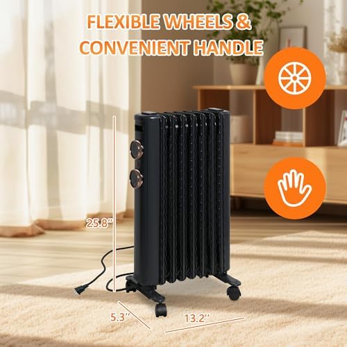 Fadidio Portable Oil-Filled Heater with 3 Heat Settings