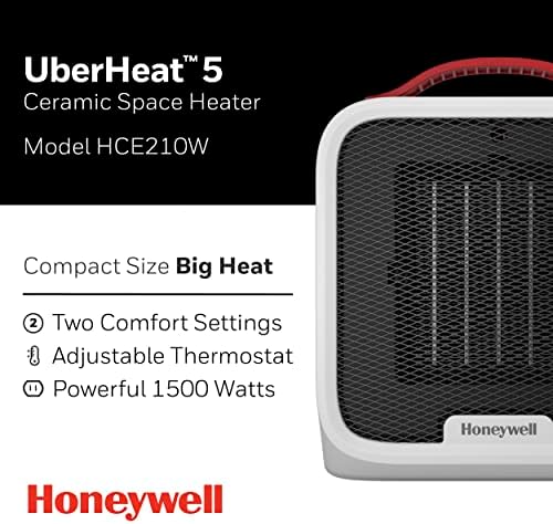 Honeywell UberHeat 5 Ceramic Space Heater for Small Rooms White