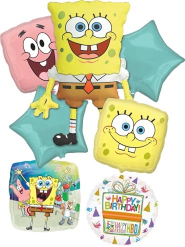 SpongeBob Birthday Balloon Bouquet 7pc Decorations