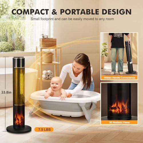 PioneerWorks 34 Electric Space Heater with 3D Flame and Remote Control