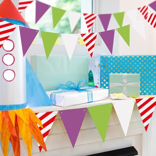 5 Pieces Buzz Themed Birthday Banners with Flags and Rope