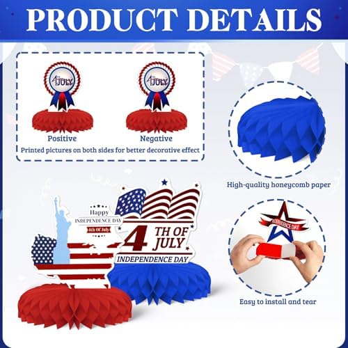 Independence Day Honeycomb Centerpieces 9 PCS by KSKSPE