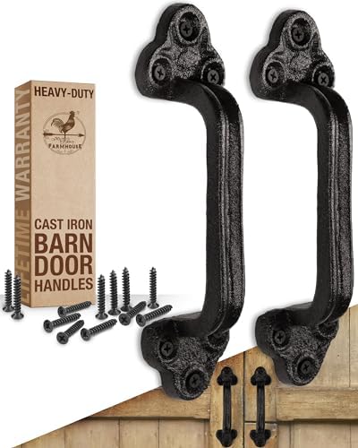 Heavy Duty Barn Door Handles - Set of 2 Black Rustic Cast Iron