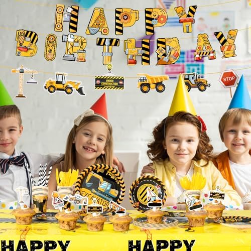 Construction Theme Birthday Party Supplies Kit 194 Pcs