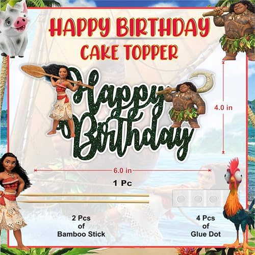 Mona Happy Birthday Cake Topper - Island Princess Theme