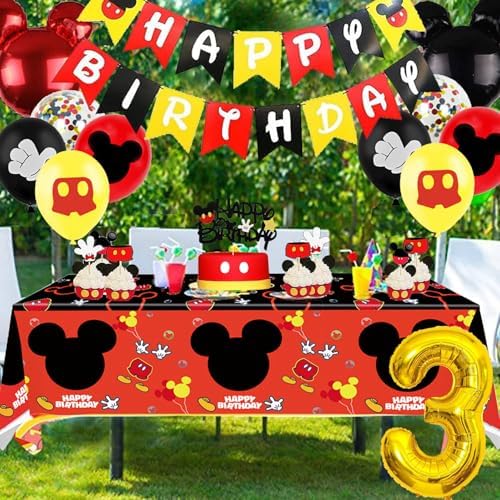 Nyhpar Cartoon Mouse 3 Year Birthday Decor Set