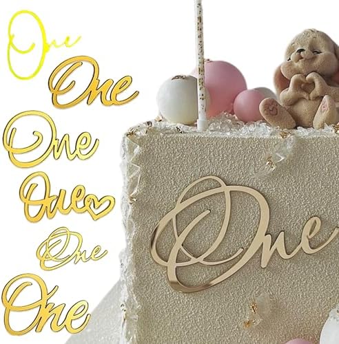 6Pcs Gold Acrylic 1st Birthday Cake Toppers
