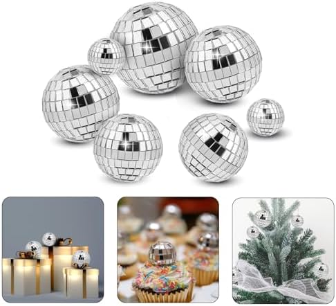 7PCS Disco Ball Cake Toppers 70s Themed Decorations