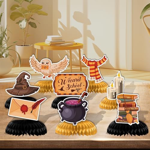 Magical Honeycomb Centerpieces Wizard Theme 8 Pcs