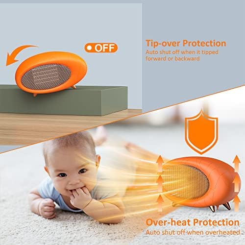 Lmkeji 600W Fast Heating Desktop Heater - Orange