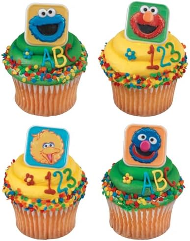 Sesame Street Cupcake Rings 24 Pack - Elmo Big Bird Cookie Monster Grover