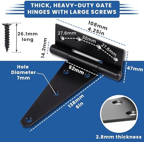 Smartini Co Heavy Duty 6-Inch T Strap Hinges