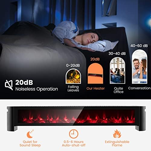 PETSITE Baseboard Heater with Remote Control and 3D Flame Effect