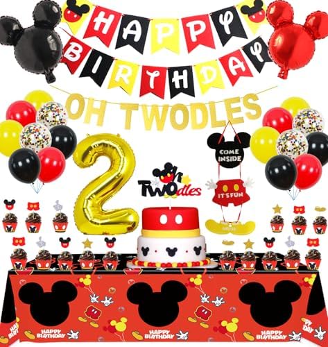 Nyhpar Mickey Mouse 2nd Birthday Party Decorations Set