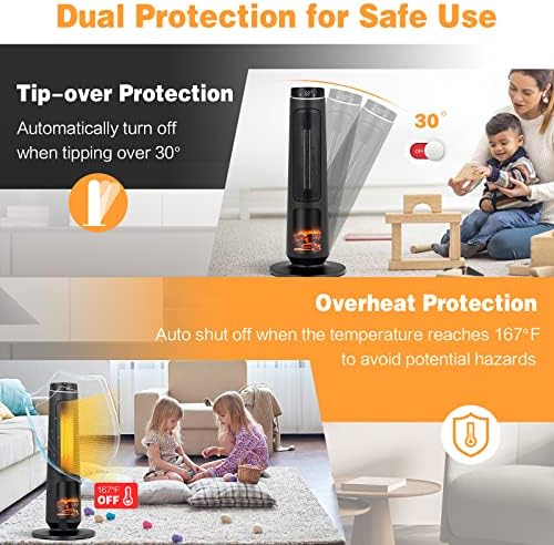PETSITE 30 Electric Space Heater with 3D Flame and Remote Control