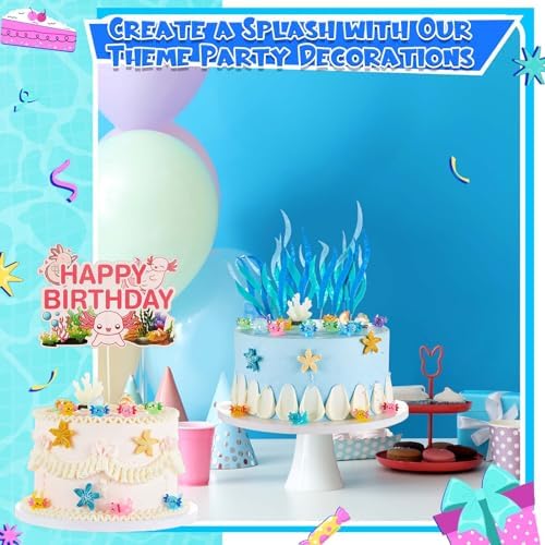 26 Pcs Axolotl Birthday Decorations with Cake Topper