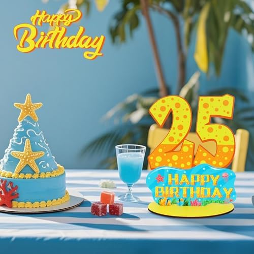 Sponge 25th Birthday Number Sign Centerpiece with Wooden Base 1