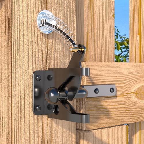 Gate Latch with Spring Cable Pull - Black Carbon Steel