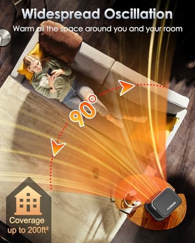 BAPOLE 1500W Electric Space Heater with Remote and 90 Oscillation