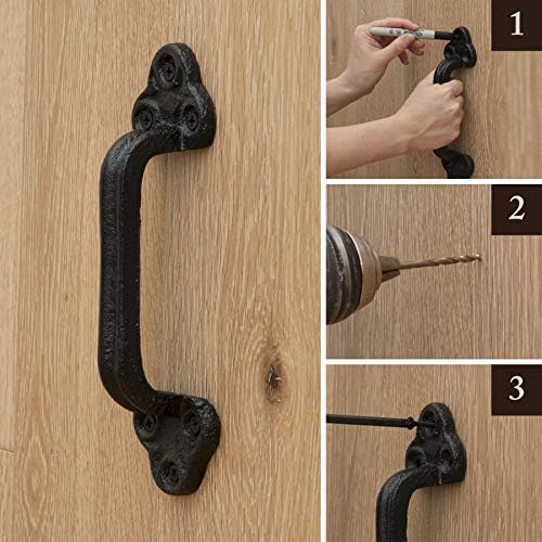 Heavy Duty Barn Door Handles - Set of 2 Black Rustic Cast Iron