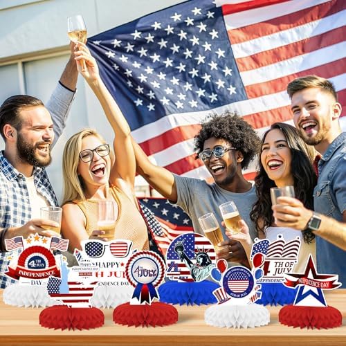 Independence Day Honeycomb Centerpieces 9 PCS by KSKSPE