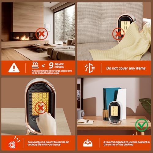 Feculs 900W Quiet Electric Space Heater for Indoor Use