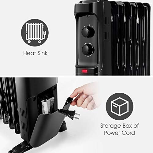 Tangkula 1500W Oil Filled Radiator Heater with 3 Settings