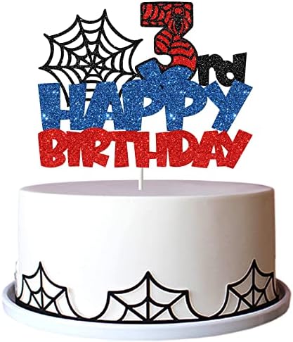 Happy 3rd Birthday Cake Topper Spider Cartoon Movie Themed