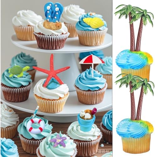BSRESIN Beach Cake Decorations 15 Piece Set