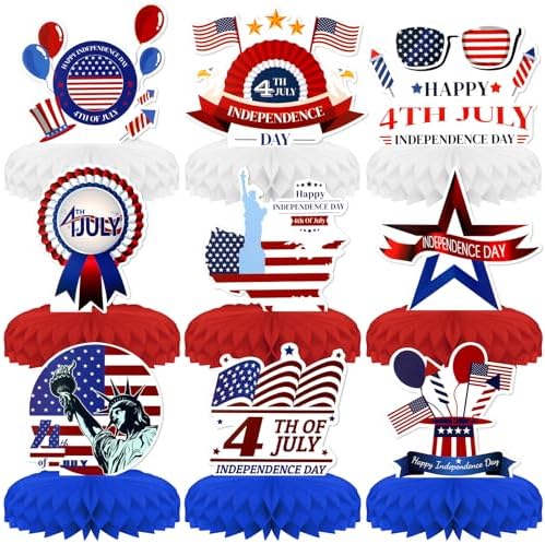 Independence Day Honeycomb Centerpieces 9 PCS by KSKSPE