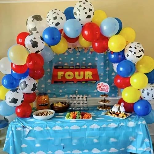 HILAVO 12 Inch Cow Cloud Balloons Set - 35PCS with 10M Ribbon