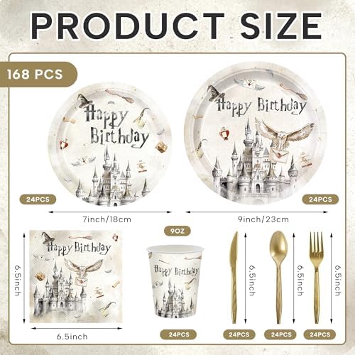 Magical Castle Birthday Party Tableware Set 168pcs