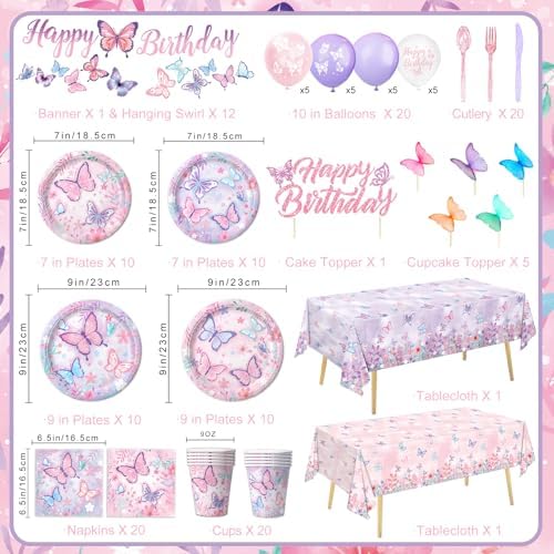 Butterfly Party Decor Set for 20 Guests