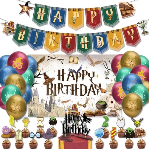 Magical Wizard Birthday Decor Kit with Balloons and Backdrop
