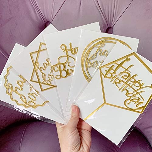 Gold Cake Topper Acrylic 5 Pieces Birthday Decoration