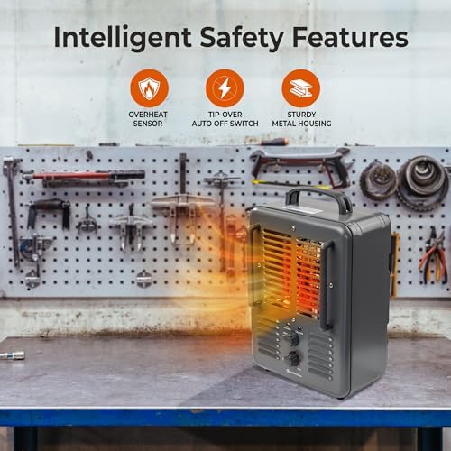 Comfort Zone Electric Space Heater with Adjustable Thermostat and Safety Features