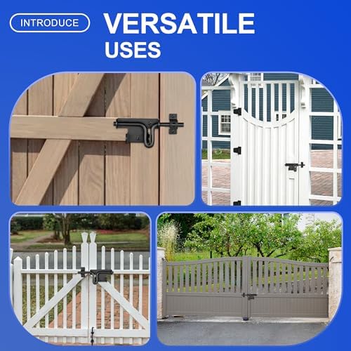 HTHOOOOOME Slide Bolt Gate Latch with Padlock Hole