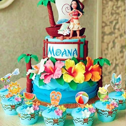 40PCS Hawaiian Theme Cupcake Toppers for Summer Party