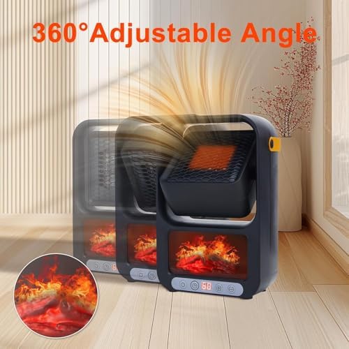 Tenhitoys 700W Electric Fireplace Heater with Realistic 3D Flame