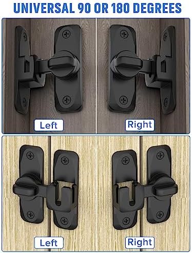 MeBantoo 90180 Degree Flip Barn Door Lock - Black 1PC