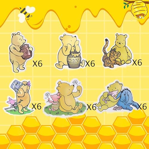 36 Pcs Winnie the Pooh Cake Toppers for Baby Shower