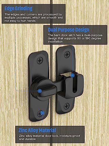 MeBantoo 90180 Degree Flip Barn Door Lock - Black 1PC