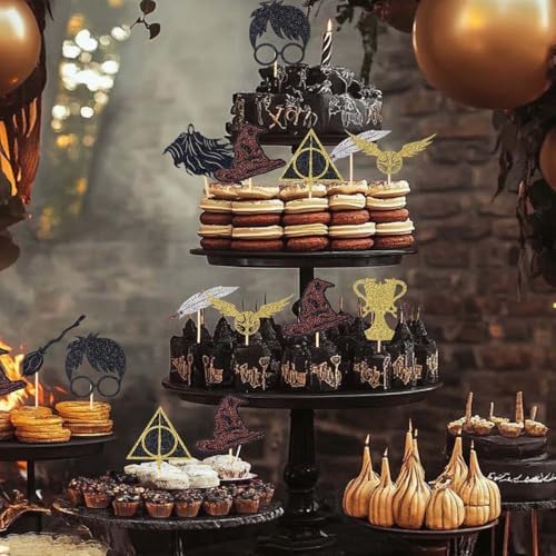 Wootkey 24 Pcs Wizard Cupcake Toppers Party Decorations