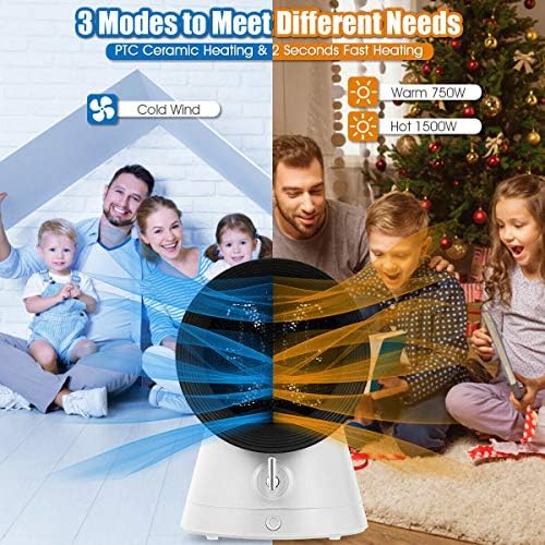 COSTWAY 2 in 1 Space Heater and Fan with 3 Modes