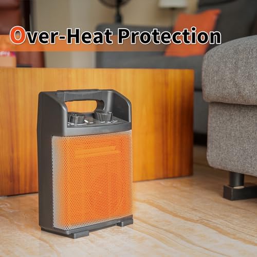 HiCFM 1500W Electric Space Heater with Thermostat and Fan Option