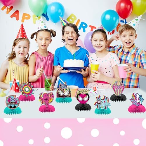8Pcs Pink Spider Honeycomb Centerpieces for Birthday Party Decorations