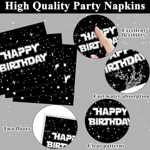 100Pcs Stars Birthday Party Galaxy Plates and Napkins Set