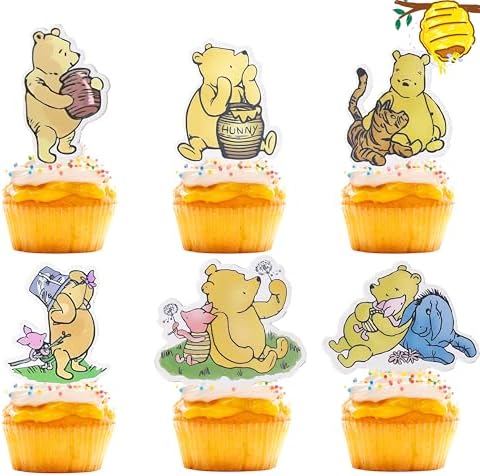 36 Pcs Winnie the Pooh Cake Toppers for Baby Shower