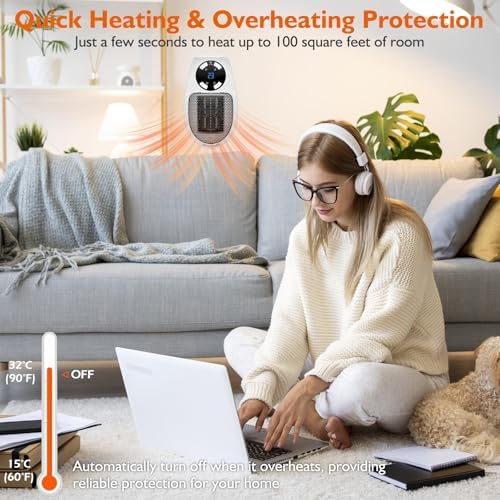 Ecowarm 2PCS Electric Space Heater with Timer and LED Display